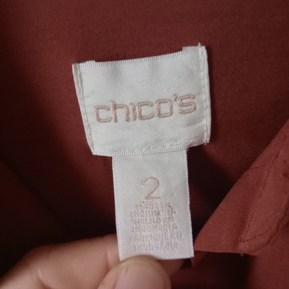 Chico's Women's Button Down Shirt Deep Burnt Orange size 2 - Picture 3 of 11